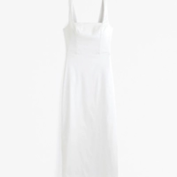 NWT Abercrombie & Fitch Sculpting Stretch Satin Midi Dress White Size L Petite - Picture 2 of 9
